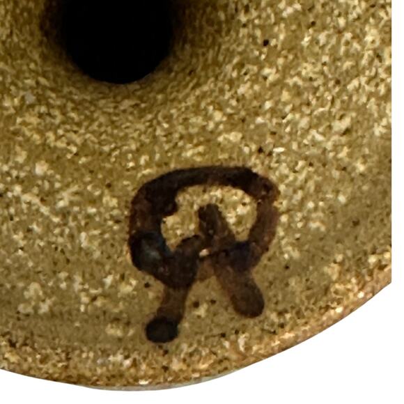 Hand Crafted Pottery Wine Glass 7.5" Brown Bright Blue Glaze-Excellent! - Picture 6 of 7